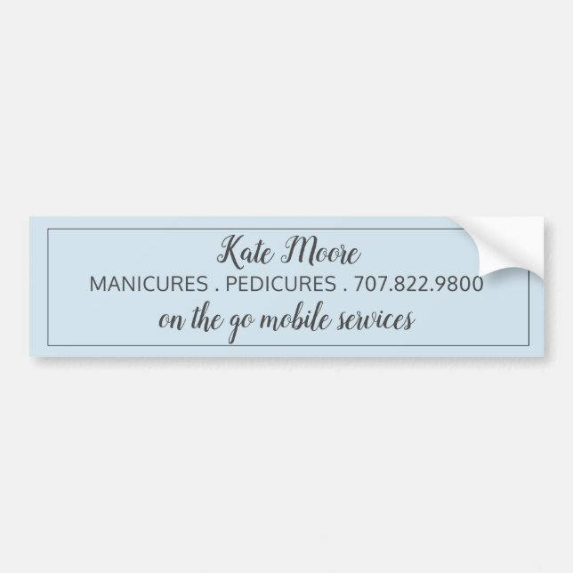 Manicurist Pedicurist Pale Blue Promotional Bumper Sticker (Front)