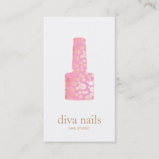 Manicurist Pink Nail Polish Bottle Nail Salon Logo Business Card (Front)