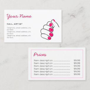 Manicurist Price Business Cards