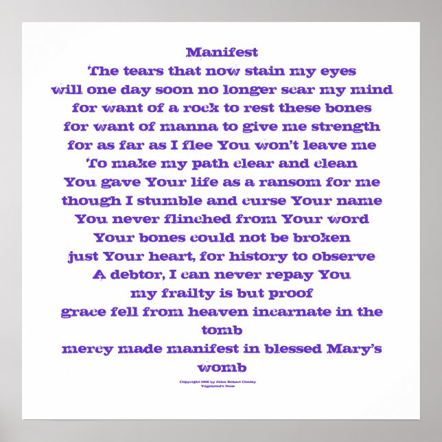 Manifest (a prayer) poster (Front)