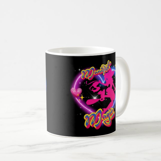 Manifest Magic Witch Mug, Cute Magical Witch  Coffee Mug (Front Right)