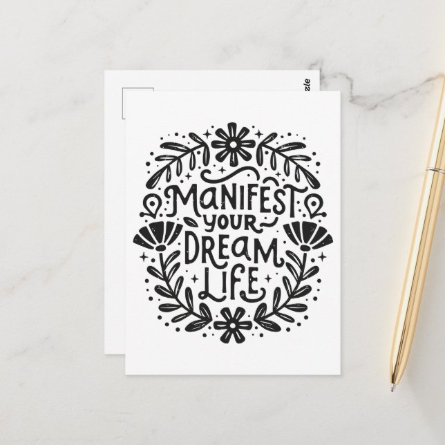 Manifest your dream life spiritual affirmation postcard (Front/Back In Situ)
