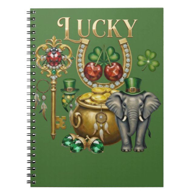 Manifest your dreams Golden lucky charm art Notebook (Front)