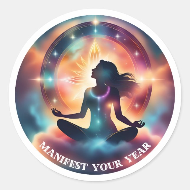 Manifest Your Year Classic Round Sticker (Front)