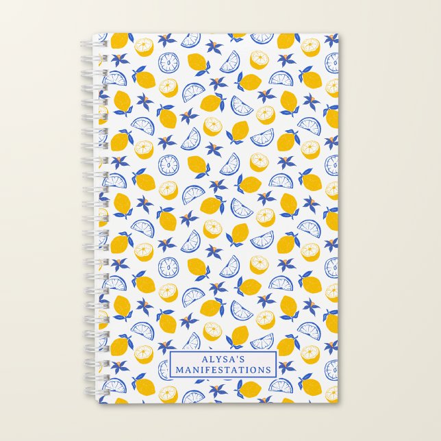 Manifestation Personalised Amalfi Lemon Pattern Notebook (Creator Uploaded)