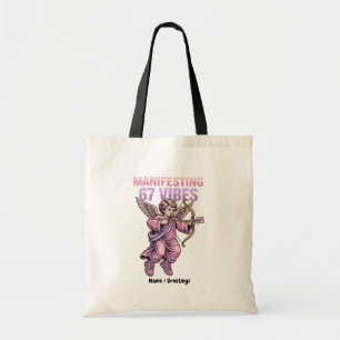 Manifesting 67 Vibes Streetwear Cupid Vintage 90s Tote Bag