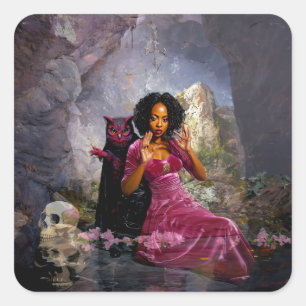 Manifesting Intention Occult Dark Witchy AI Art Square Sticker