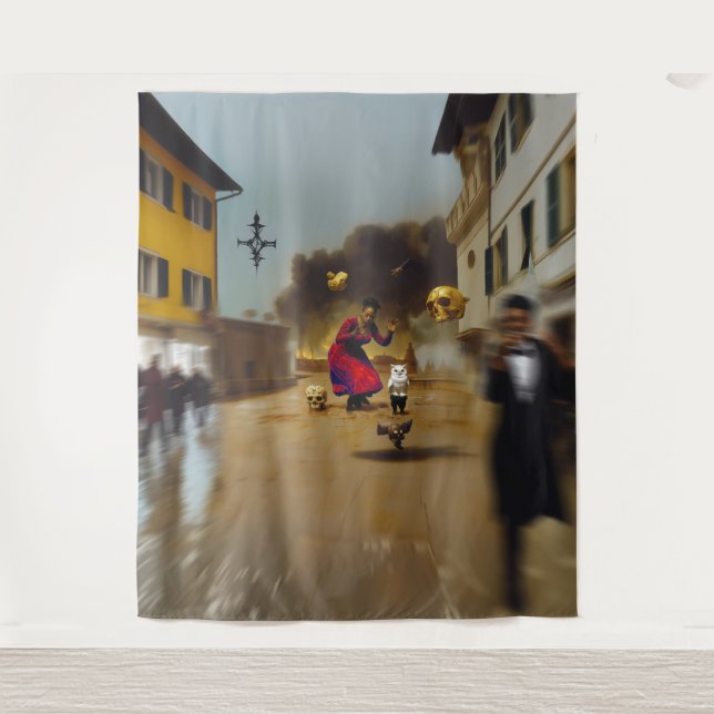 Manifesting Intention Occult Dark Witchy AI Art Tapestry (Front)