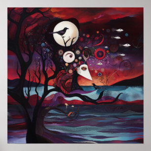 Manifesting Intention Witchy AI Art Matte Value Poster