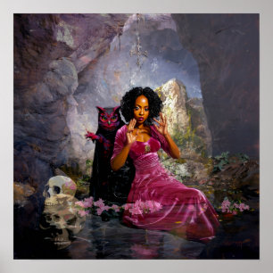 Manifesting Intention Witchy AI Art Matte Value Poster