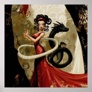 Manifesting Intention Witchy AI Art Matte Value Poster