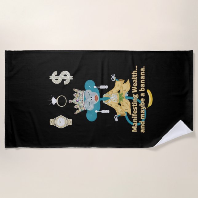 Manifesting Wealth Monkey zen art  Beach Towel (Front)