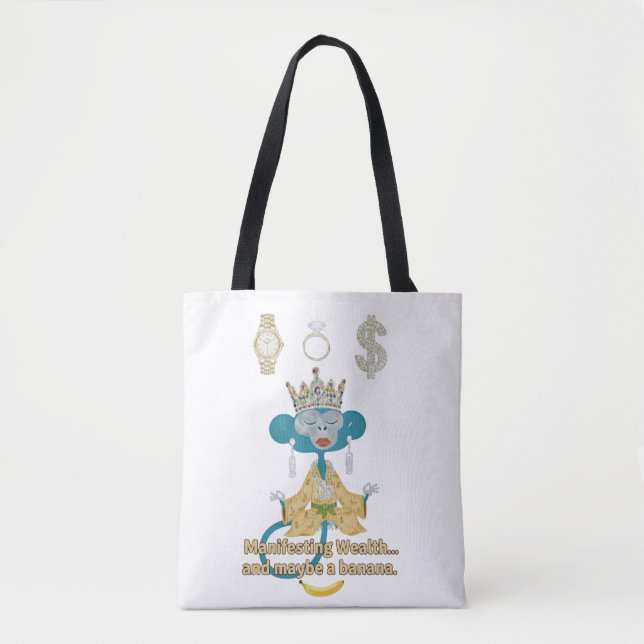 Manifesting Wealth Monkey zen art  Tote Bag (Front)