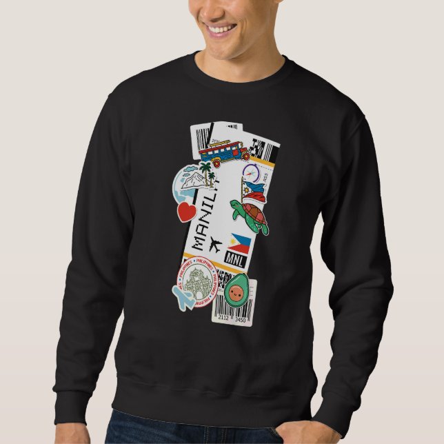 Manila Air Ticket Boarding Pass Plane Philippines  Sweatshirt (Front)