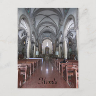 manila cathedral aisle postcard