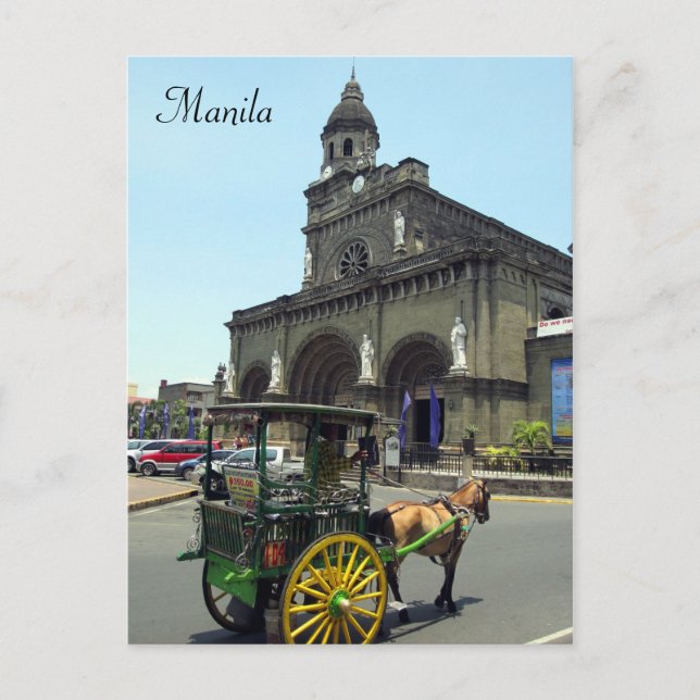 manila cathedral cart postcard (Front)