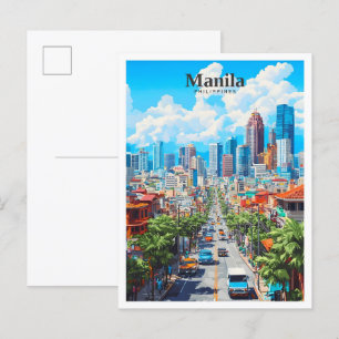 Manila Philippines Art Vintage Travel  Postcard