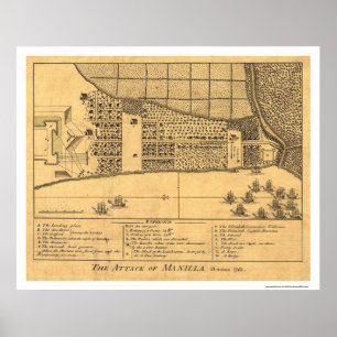 Manila Philippines Attack Map 1762 Poster