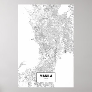 Manila, Philippines (black on white) Poster