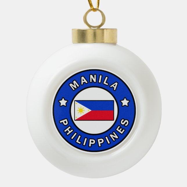 Manila Philippines Ceramic Ball Christmas Ornament (Front)