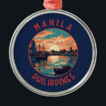 Manila Philippines Retro Distressed Circle Metal Tree Decoration<br><div class="desc">Manila retro vector travel design. Manila,  the capital of the Philippines,  is a densely populated bayside city on the island of Luzon,  which mixes Spanish colonial architecture with modern skyscrapers.</div>