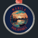 Manila Philippines Retro Distressed Circle Metal Tree Decoration<br><div class="desc">Manila retro vector travel design. Manila,  the capital of the Philippines,  is a densely populated bayside city on the island of Luzon,  which mixes Spanish colonial architecture with modern skyscrapers.</div>