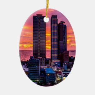 Manila Philippines Skyline Ceramic Tree Decoration