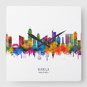 Manila Philippines Skyline Square Wall Clock