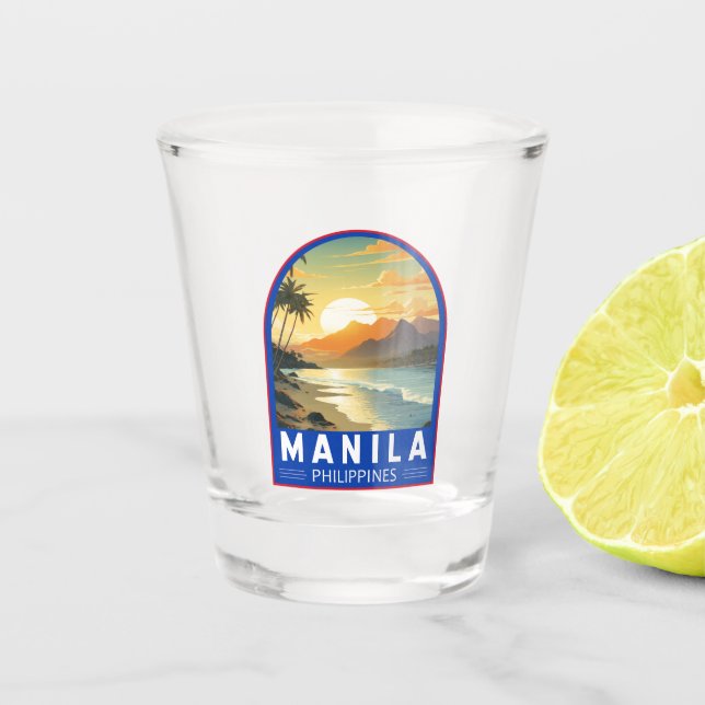 Manila Philippines Travel Art Vintage Shot Glass (Front)