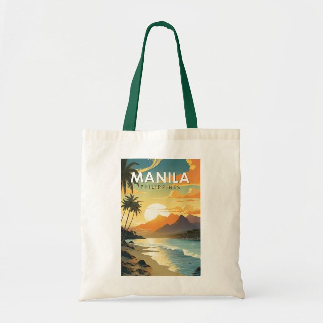 Manila Philippines Travel Art Vintage Tote Bag (Front)