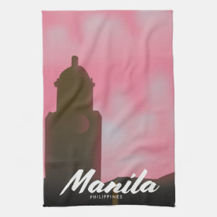 Manila Philippines travel poster. Tea Towel
