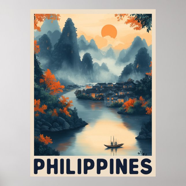 Manila, Philippines - Vintage Travel Poster (Front)