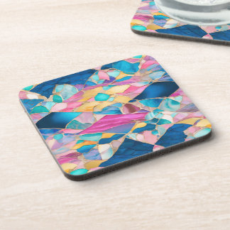 “Manilva” Blue Pink Sand Fractured Waves Coaster