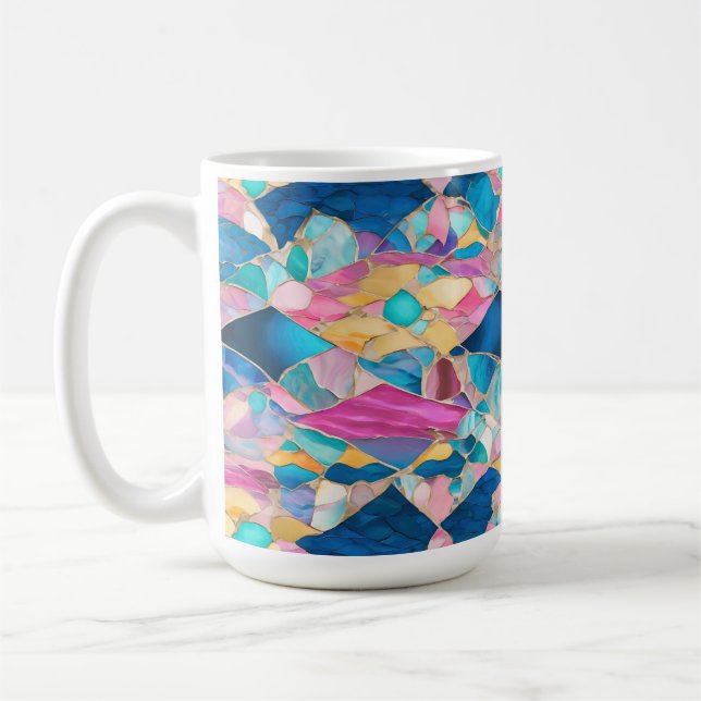 “Manilva” Blue Pink Sand Fractured Waves Coffee Mug (Left)