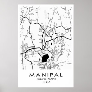 Manipal Map Poster   Karnataka  India