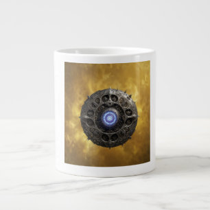 Manipulated Julia Fractal On Gold Background Large Coffee Mug