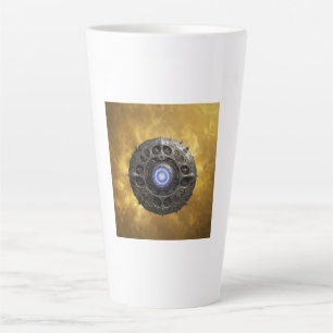 Manipulated Julia Fractal On Gold Background Latte Mug