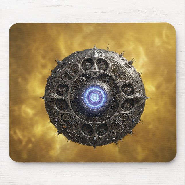 Manipulated Julia Fractal On Gold Background Mouse Mat (Front)
