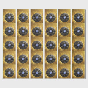 Manipulated Julia Fractal On Gold Background Wrapping Paper