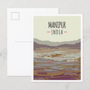 Manipur India Art Vintage Travel Illustration Postcard