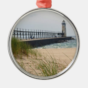 Manistee Lighthouse Metal Tree Decoration