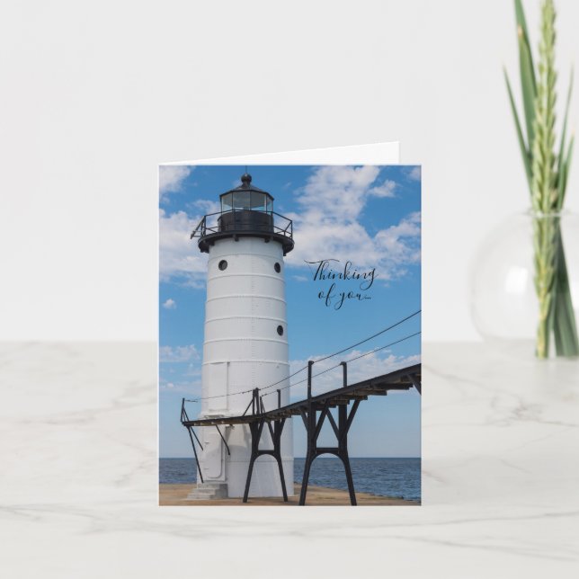 Manistee Lighthouse Thinking Of You Card (Front)