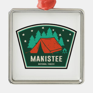 Manistee National Forest Camping Metal Tree Decoration