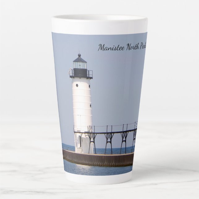 Manistee North Pierhead Light Latte Mug (Front)