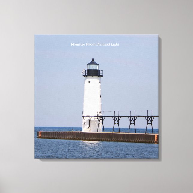 Manistee North Pierhead Light square canvas print (Front)
