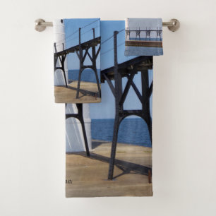 Manistee North Pierhead Light towel set