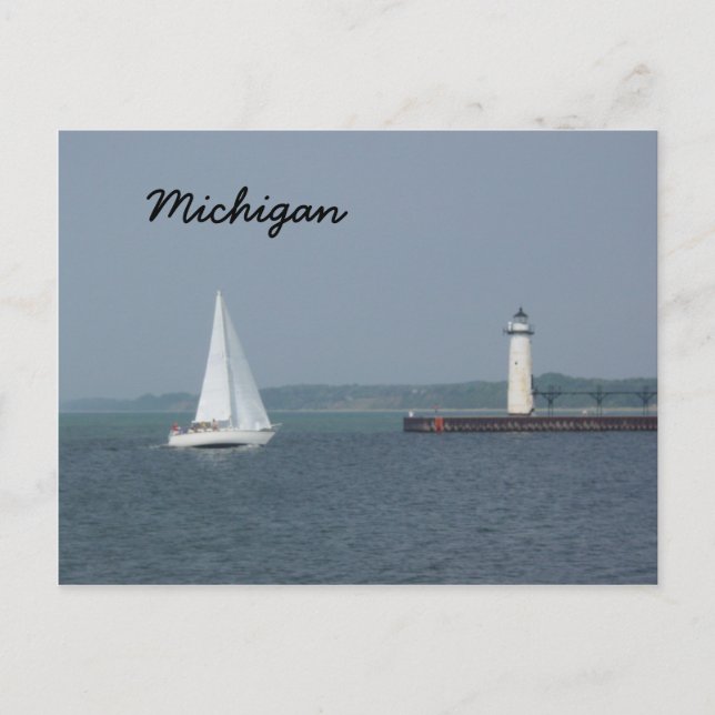 Manistee Pierhead Light Postcard (Front)