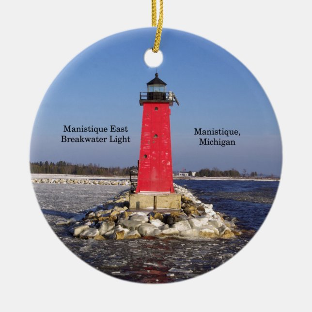 Manistique East Breakwater Light ornament (Front)