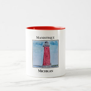 Manistique East Breakwater Lighthouse Two-Tone Coffee Mug