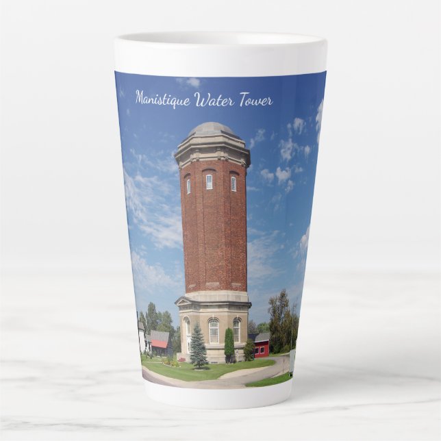 Manistique Water Tower Latte Mug (Front)